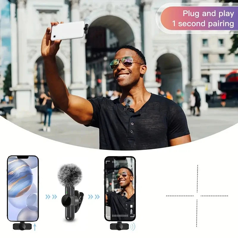 Wireless Microphone With Windproof Cover For iPhone And Android