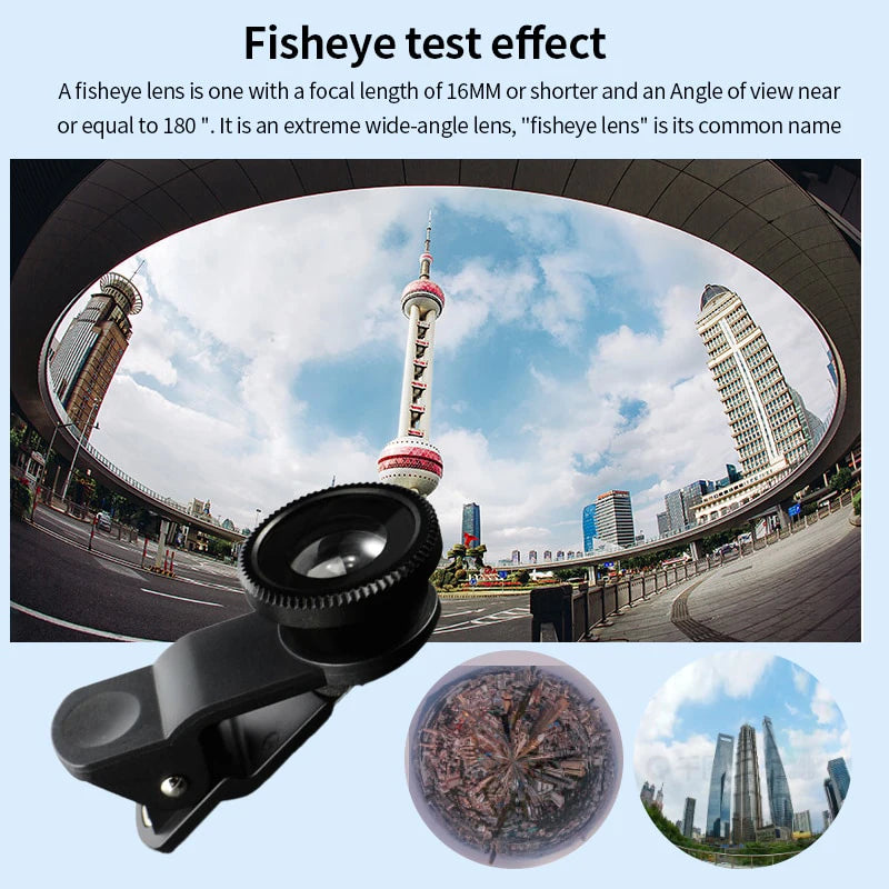 3in1 Fisheye Wide Angle Camera Lens for iPhone And Xiaomi