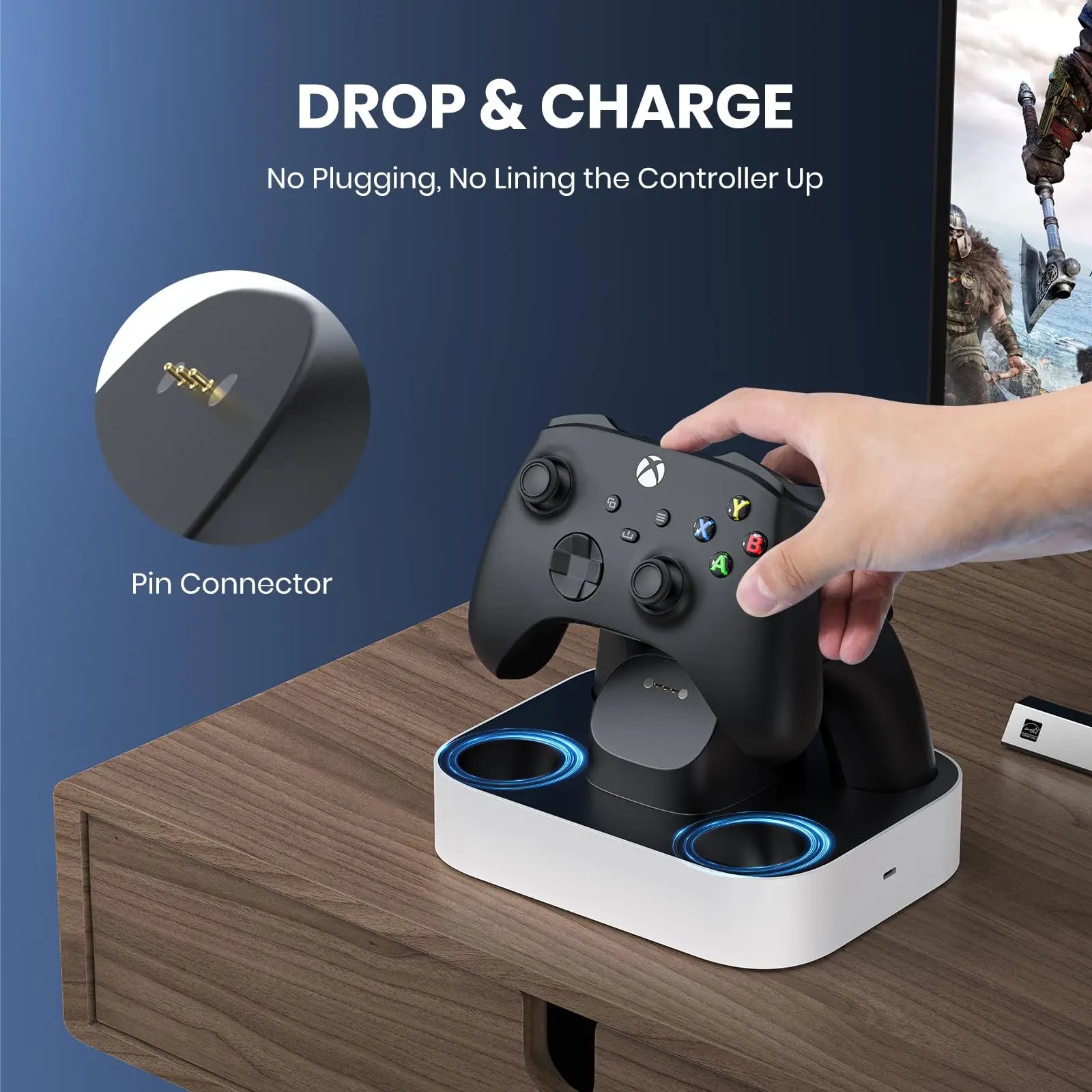 Controller Charger Station for Xbox One/Series X|S Controller Fast Charging Dock with 1100mAh Rechargeable Battery Packs