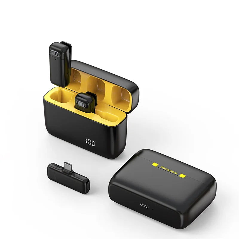 Wireless  Microphone Lavalier with Charging Case Windproof Fleece Suitable for Phones Laptop Devices with Noise canceling MIC