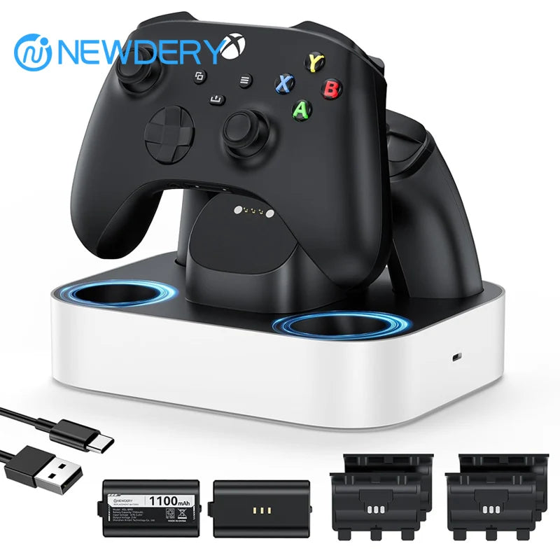Controller Charger Station for Xbox One/Series X|S Controller Fast Charging Dock with 1100mAh Rechargeable Battery Packs