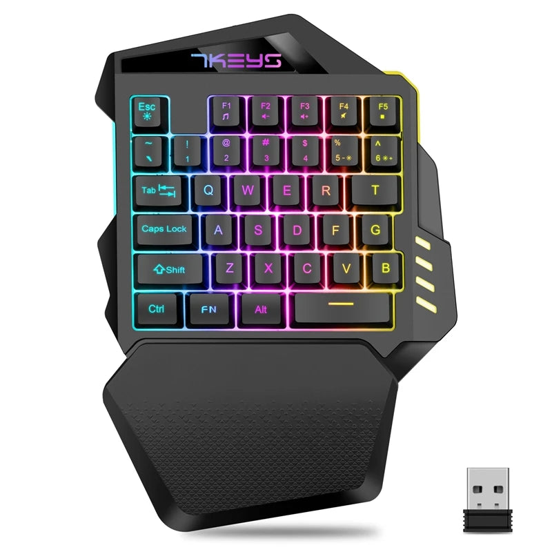 One Hand Wireless RGB Gaming Keyboard for PC