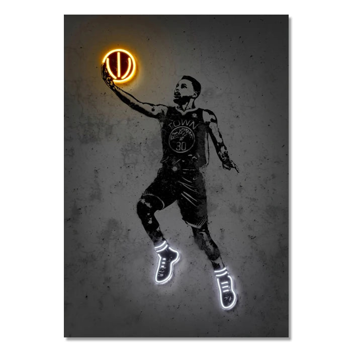 Neon Style Wall Art Poster World Famous Basketball Rugby And Soccer Stars
