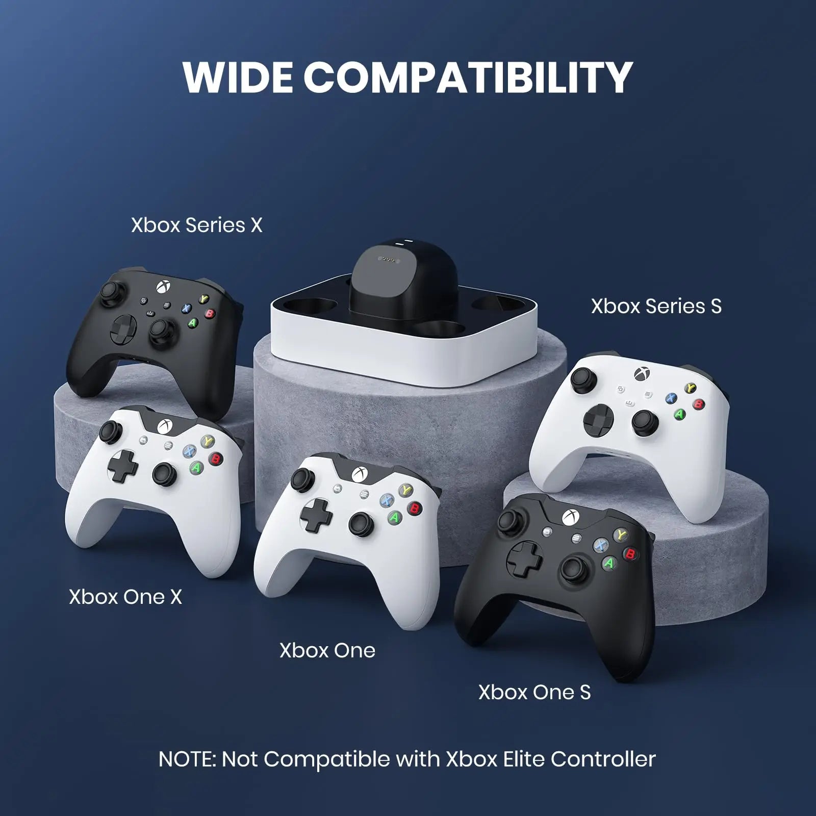 Controller Charger Station for Xbox One/Series X|S Controller Fast Charging Dock with 1100mAh Rechargeable Battery Packs