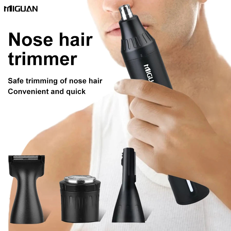 4-in-1 Professional Care Kit, USB Rechargeable Nose & Ear Hair Trimmer, Beard and Eyebrow Razor.