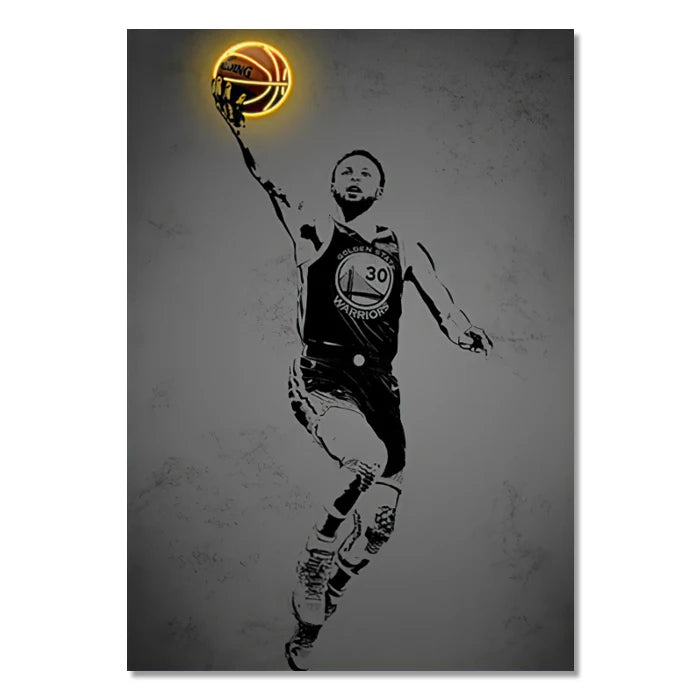 Neon Style Wall Art Poster World Famous Basketball Rugby And Soccer Stars