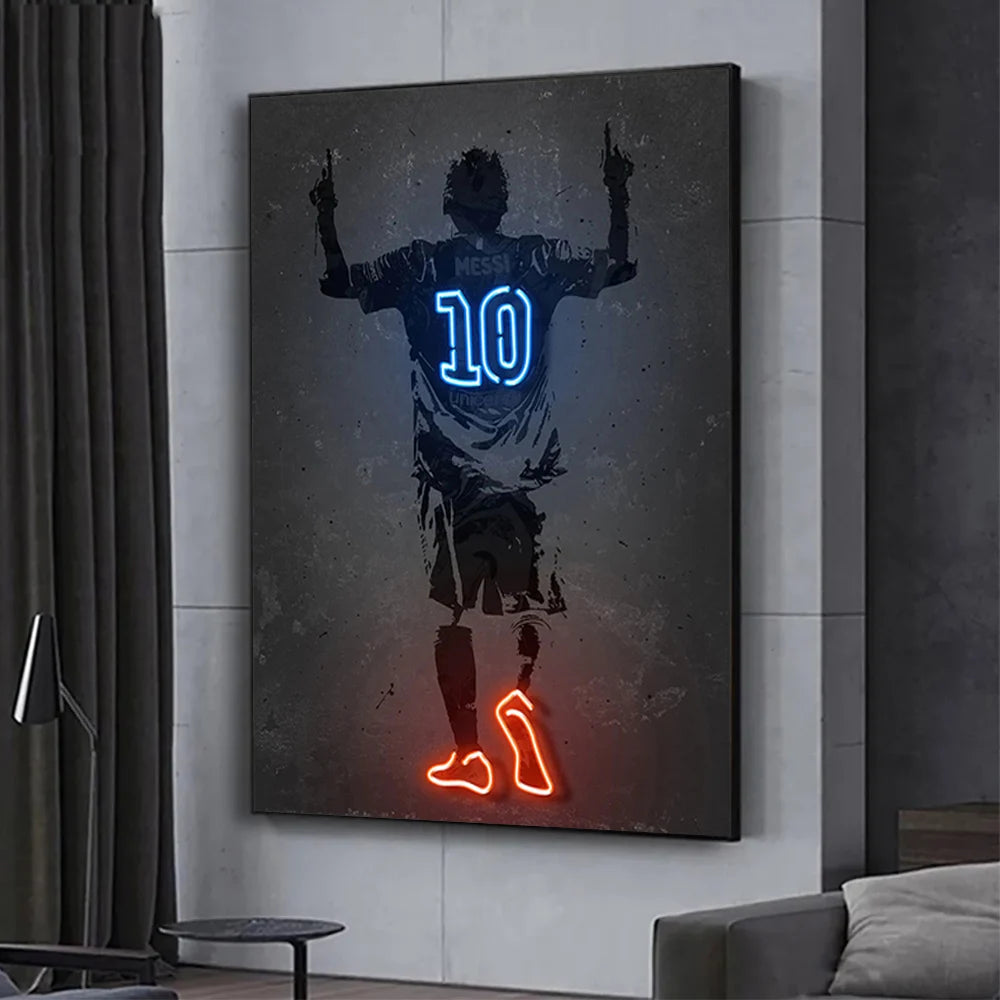 Neon Style Wall Art Poster World Famous Basketball Rugby And Soccer Stars