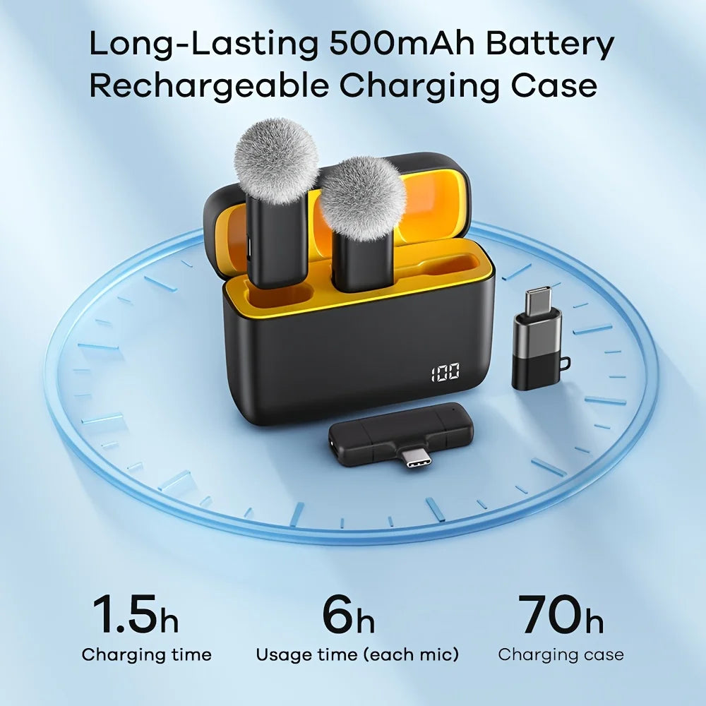 Wireless  Microphone Lavalier with Charging Case Windproof Fleece Suitable for Phones Laptop Devices with Noise canceling MIC