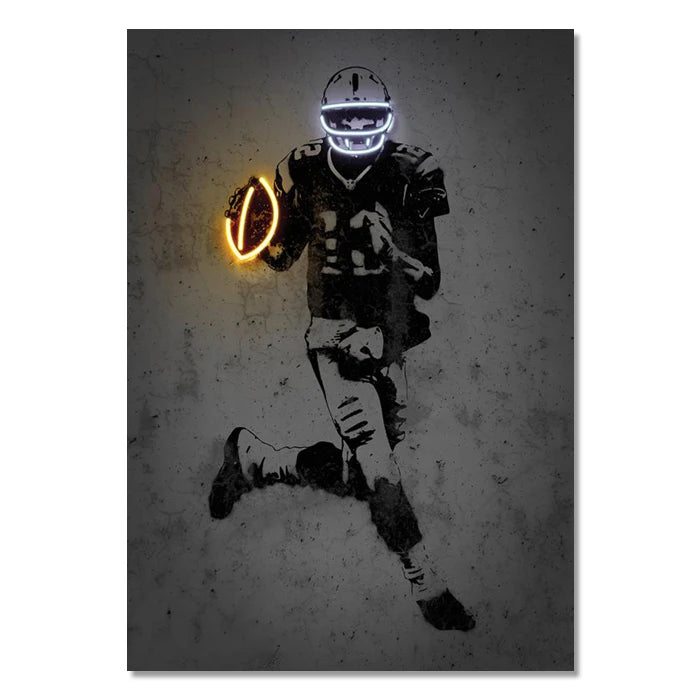 Neon Style Wall Art Poster World Famous Basketball Rugby And Soccer Stars